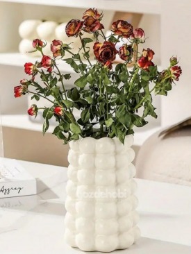 gozde_hobi_baloncuklu_beyaz_parlak_bubble_vazo_dekoratif_ciceklik_vazo_beyaz